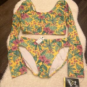 Art Class Girls 2-Piece Swimsuit Long Sleeve Rash Guard Bikini Set XXL 16/18